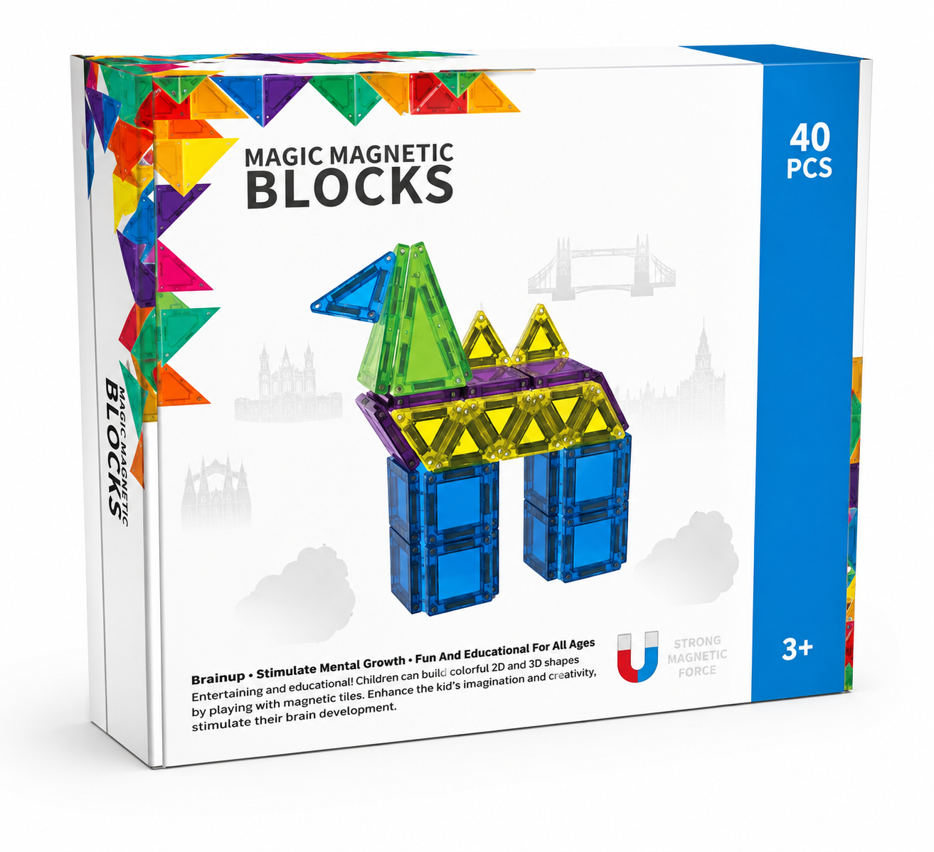 Magnetic Building Tiles Set 40 Pcs