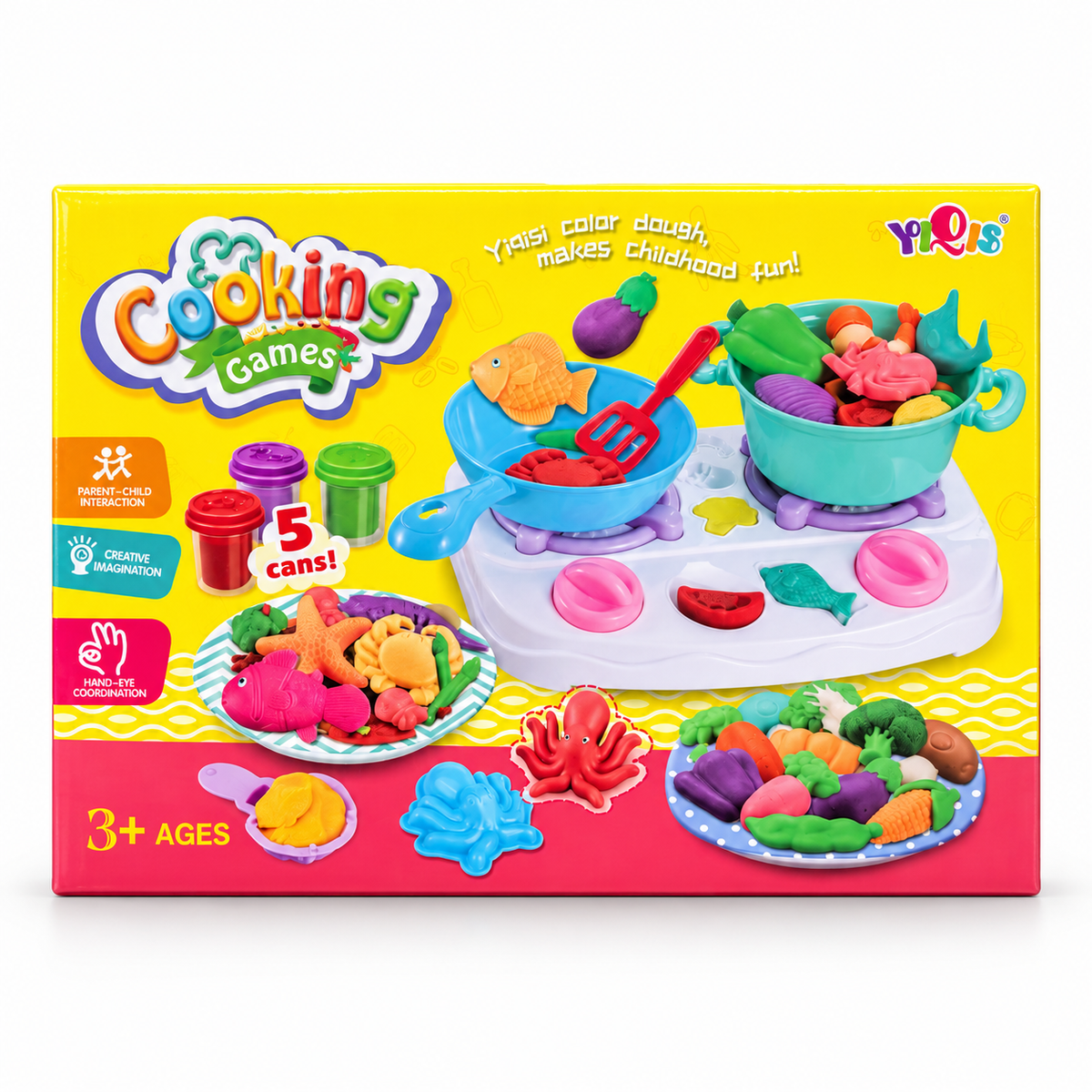 Interactive Kitchen Cooking Playset for Kids – Play Dough Food Pretend Play Kit
