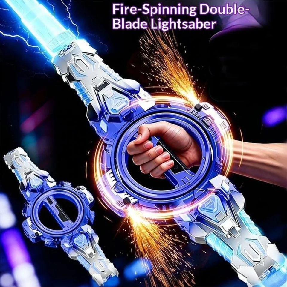 Dual-Head Rotating Toy Sword with Sparks & Lights