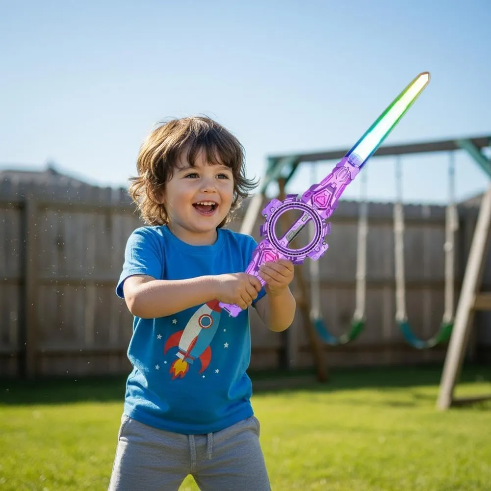 Dual-Head Rotating Toy Sword with Sparks & Lights
